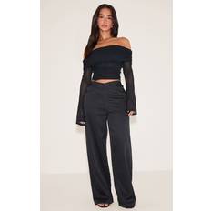 Cut-Out Trousers & Shorts PrettyLittleThing Cut Out Detail Wide Leg Trousers - Black