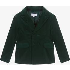 Green Blazers Children's Clothing Patachou Forest Green Velvet Double-Breasted Blazer - Forest Green