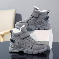 Shein Kids Winter Plush Lined Waterproof Snow Boots - Leather