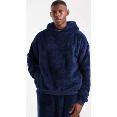 Blue - Men Pyjamas Loungeable Mens Loungewear Hooded Lounge Top - Navy
