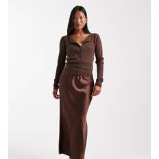 Brown - Midi Skirts New Look Satin Midi Skirt - Dark Brown