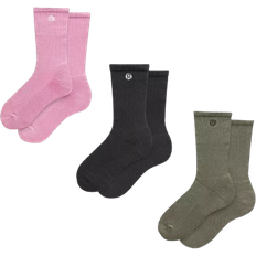 Lululemon Daily Essential Crew-Socken Unisex 3er-Pack - Pink Frosting Heathered Bay Leaf/Black