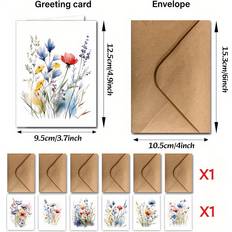 Set Of 12 Watercolor Floral Birthday Cards