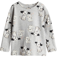 H&M Girls T-shirts H&M Printed Jersey Top - Light Grey Marl/Dogs (0922700110)