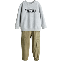 H&M Top & Trousers Set 2-piece - Light Grey/Khaki Green (1238856001)