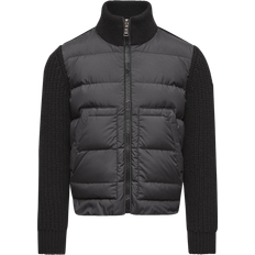 Moncler Cardigans Moncler Enfant Boys Black Wool Knit Down-Padded Puffer Zip-Up Top