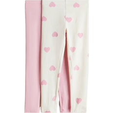 Pink Trousers Children's Clothing H&M Leggings 2-pack - Pink/Hearts (0703279052)