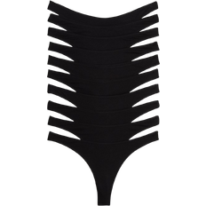 H&M Cotton Thong Briefs 10-pack - Black