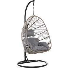 Steel Outdoor Hanging Chairs Beliani Casoli - Grey with Stand