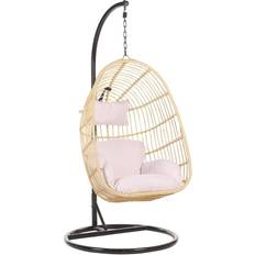Steel Outdoor Hanging Chairs Beliani Casoli - Natural with Stand