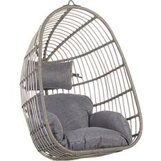 Synthetic Rattan Outdoor Hanging Chairs Beliani Casoli - Grey