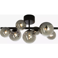 Aneta Molekyl Black/Smoke Grey Ceiling Flush Light 58cm