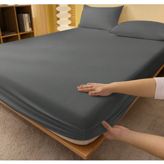 Dra på lakan - Microfiber Underlakan Shein 1 Piece Solid Color Fitted Sheet Bed Sheet