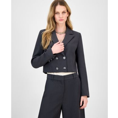 Guess Women Blazers Guess Flannel Cropped Blazer - Grey