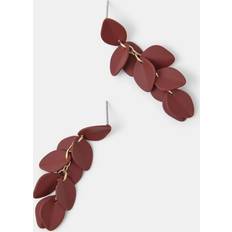 Multicoloured Earrings Accessorize Enamel Willow Leaf Drop Earrings - Red
