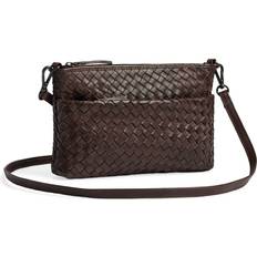 Skinn Handväskor på rea Markberg Crossbody Bag Weave Dam Axelremsväska - Brun