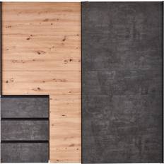 Metal shelves Carryhome Sliding Door Dark Grey/Artisan Oak Wardrobe 170x200cm