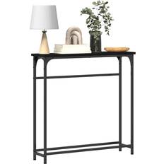 Hyllplan Avlastningsbord vidaXL Konsolbord Med Hylla Med Lagring Svart Ek 75 x 19.5 x 75 cm Avlastningsbord