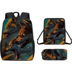 Leopard School Bags PlayMc Three-Piece Set 17-Inch Wolf Animal Backpack