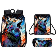 Leopard Backpacks PlayMc 17 Inch Wolf Animal Backpack - Boys Girls