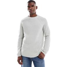 Men Jumpers New Look Regular Fisherman Knit Crew Neck Jumper - Grey