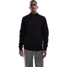 Men Jumpers New Look Regular Quarter Zip Funnel Neck Jumper - Black