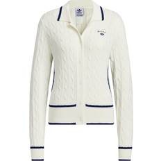 Adidas Dam Koftor adidas Retro Cardigan Ss25 Sporty Club Long Sleeve - Han Jade White