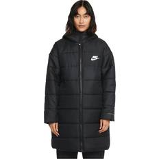 Nike Bomull Kappor & Rockar Nike Logo Printed Mid-Length Cotton Coat - Black