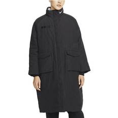 Nike Bomull Kappor & Rockar Nike Solid Color Logo Print Zipper Pocket Cotton Coat - Black