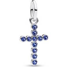 Kristall Berlocker & Hängen Pandora Silver Cross Dangle Charm - Sterling Silver