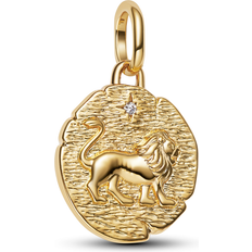 Gold Plated - Women Charms & Pendants Pandora Lion Medallion Charm 14k Gold Plating Cubic Zirconia - Clear