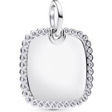 Crystal Charms & Pendants Pandora Engravable Square Tag Pendant Sterling Silver Cubic Zirconia - Clear