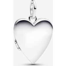 Grey - Women Charms & Pendants Pandora Engravable Openable Heart Tag Pendant - Enamel/Sterling Silver/Grey