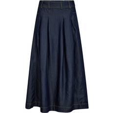 Blå - Dame Nederdele Co'Couture AnyaCC Denim Pleat Skirt Nederdele - Dark