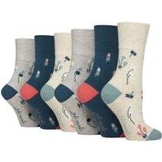 Florals - Women Socks Non Elastic Soft Top Diabetic Socks - Beige
