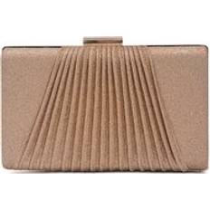 Rose Gold Clutches Ise Pletead Hard Case Shiny Glitter Clutch Evening Bag - Rose Gold