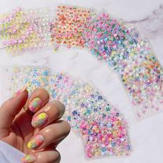 Nail Decoration & Nail Stickers on sale Shein Floral Nail Art Fake Nails 3D Self-Adhesive - Cute 10-pack