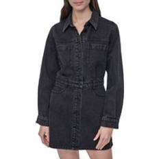 Button Down Mini Dress - Black