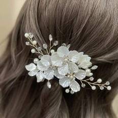 Hair Clips on sale Shein White Flower Design Rhinestone Hair Clip