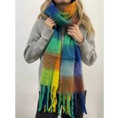 Checkered - Women Accessories SVNX Soft Chunky Checked Scarf with Tassels - Blue Multi