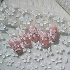 Nail Decoration & Nail Stickers on sale Shein Pure White Ice Translucent Flower Nail Decoration Sticker