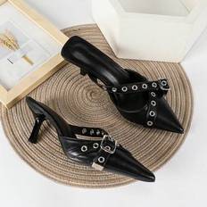 Shein Black High Heel Sandals Kitten Heel Slides