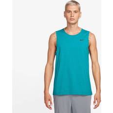 Herr - Turkosa Linnen Nike Dri-Fit Hyverse Sleeveless Fitness Tank Linne Topp - Turkos