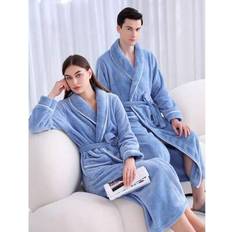 Flannel Underwear Shein Flannel Bathrobe Quick Absorption Loose Fit - Multi