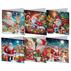 Arts & Crafts Shein 6pcs Christmas Diamond Art Greeting Cards