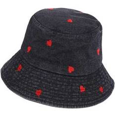 Shein Denim Bucket Hats For Women Heart Embroidery Sun Caps - Beach