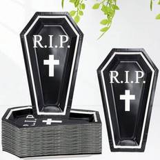 Halloween Disposable Plates Shein Halloween Paper Plate Coffin Shape RIP 10pcs 20pcs 50pcs