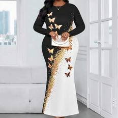 Shein Arrival Plus Size Curve Wedding Guest Dress - Black/White