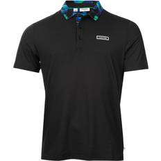 Calvin Klein Black Polo Shirts Calvin Klein Seabury Multi-Colour Print Breathable Golf Polo Shirt - Black