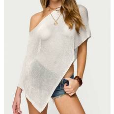 White - Women Capes & Ponchos Shein Women Poncho Top Lightweight Knit Shrug - Beachwear